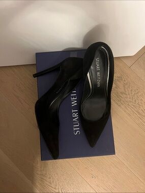 Stuart Weitzman Black Suede Pointed Pump Heels